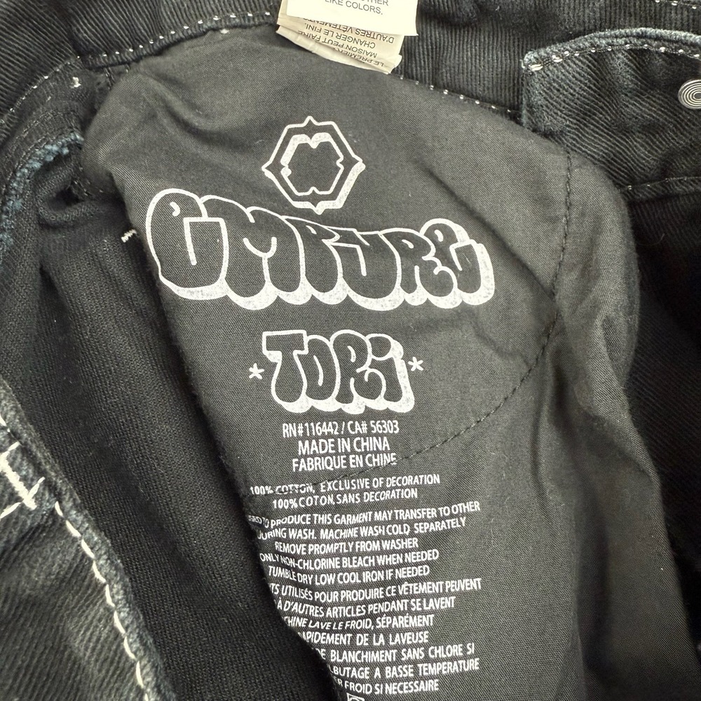 Y2K Empyre Jeans Men's 2 Black Tori Contrast‎ Stitch Carpenter Skater Mid Rise - Picture 3 of 12